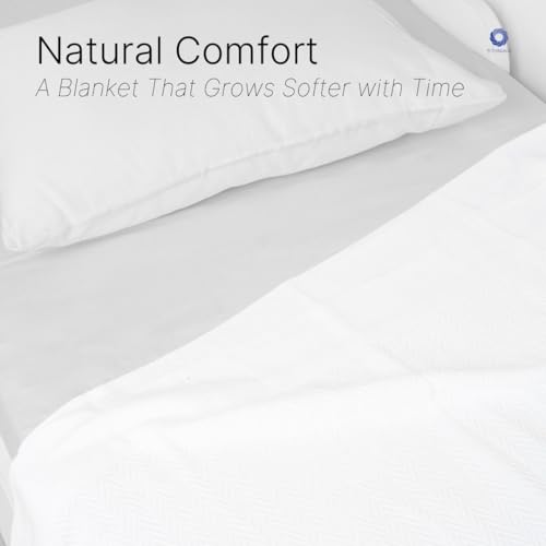 100% Cotton Herringbone Weave Blankets, 66"X90" Twin, Throw Blanket for Bed, All Season Cotton Blanket, Cozy Blanket,Throws & Bed Blanket, Throw Blanket for Couch, Modern Home Decor - White - color: Herringbone -White, size: Twin