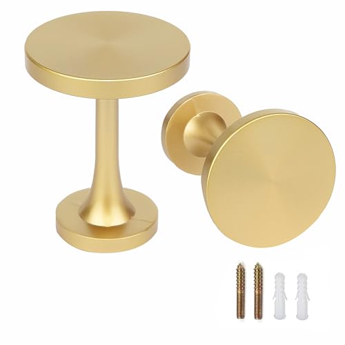 BEL AVENIR 2 Pack Curtain Holdbacks Metal Round Medallion Drapery Tiebacks Wall Hooks Modern Simple Style Home Decor with 2pcs Screws(Gold) - color: Gold