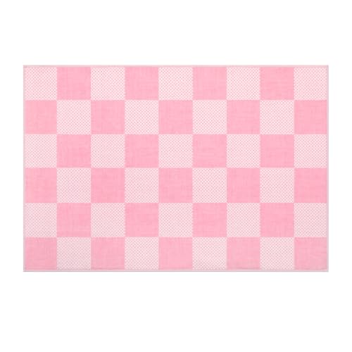 GarveeHome Checkered Pink 2x3 Washable Girls Rug Low-Pile Small Door Mat - color: Blush Pink, size: 2' x 3' (Rectangular)