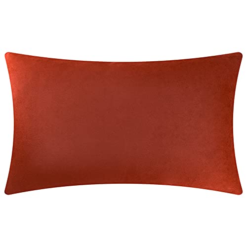 KINGROSE Handmade 3D Flower Throw Pillow Cover, Rust Red, 12x20 Inches - color: Rust Red