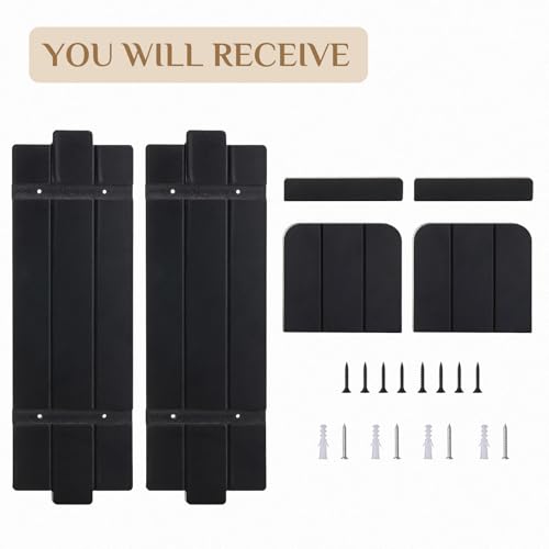 Large Black Wood Wall Candle Sconces: 19.7" Floating Shelf Design - color: Black, size: 19.7in x 6.3in