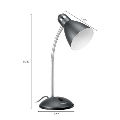 LEPOWER Metal Desk Lamp, Adjustable GooseNeck Reading Light for Bedroom - color: Sandy Black