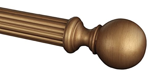 Drapery Curtain Wood Ball Style Finial for 2" Diameter Rod - Gold - Set of 2 - color: Gold