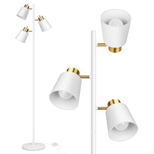 Tree Floor Lamps for Living Room, 67" Modern Standing Lamp with 3 Lights - color: White Gold