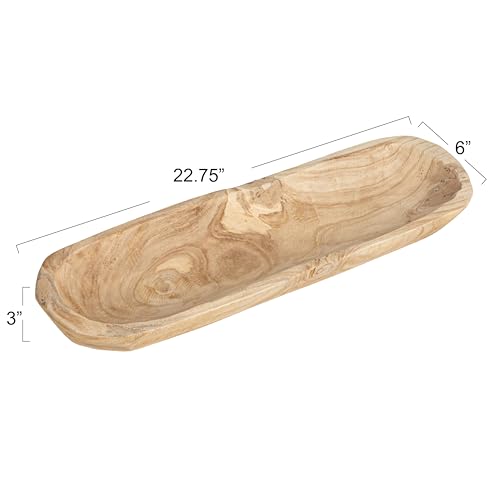 Creative Co-Op Oval Decorative Paulownia Wood Trug, Natural Finish - color: Natural Wood, size: 22.75" L