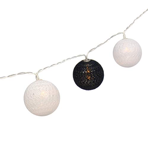 3M/10Ft 30 Black White Ball LED Battery Operated String Fairy Light - color: Black White