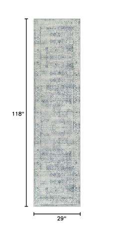 Morebes Vintage 2x10 Runner Rug for Hallway Non Slip,Washable Long Kitchen Rugs Runners,Soft Distressed Non-Shedding Carpet Runner Rug for Entryway Indoor Foyer Playroom,Blue-Gray - color: Grey-blue/Multi, size: 2.5' x 10' (Runner)