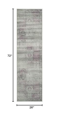 SAFAVIEH Vintage Collection Runner Rug - 2'2" x 6', Mouse, Oriental Distressed Viscose Design, Ideal for High Traffic Areas in Living Room, Bedroom (VTG127-3110)