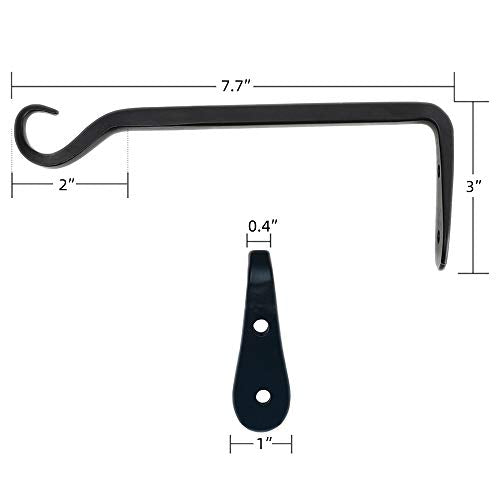 Worth 6-Pack 7" Plant Hanger Bracket, Forged Iron Black Hanging Hooks - color: Black, size: 7" Length