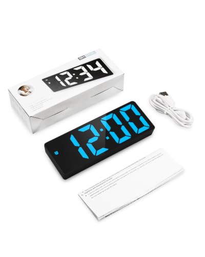 AMIR Digital Alarm Clock, 6.3" Large LED Display Bedside Clock - color: Blue