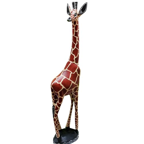 African Wood Tall Hand-Crafted Giraffe Statues Striking Designs and Sizes. Nature's Graceful Beauty Engulfs Safari Home Décor All Occassions. (Giraffe Pattern, 18 Inch) - color: Giraffe Pattern, size: 18 Inch