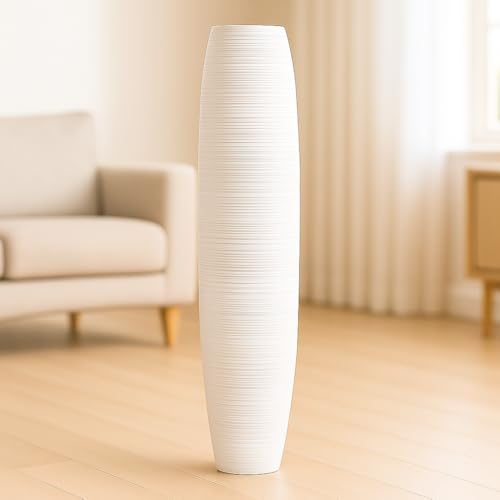 Leewadee Large Floor Vase 26" Mango Wood for Pampas Grass, Dried Flowers - color: White, size: 26 inches