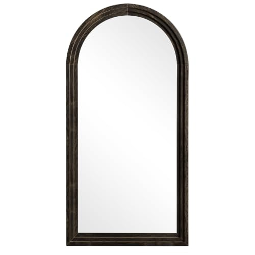 65"x22" Arched Full Length Mirror with Solid Wood Frame, Brown - color: Dark Brown, size: 65"L x 22"W