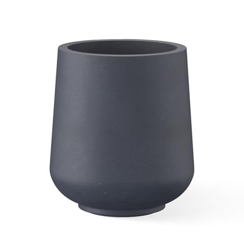 Kante Large Round Curved Charcoal Concrete Planter 16.5" Dia, Outdoor - color: Charcoal, size: 16.5" D