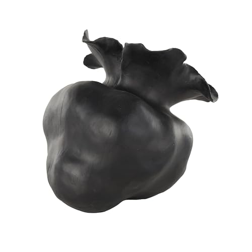 Deco 79 Ceramic Abstract Wide Rounded Floral Shaped Vase with Petal Rim, 8" x 10" x 9", Black - color: Black, size: 8" x 10" x 9"