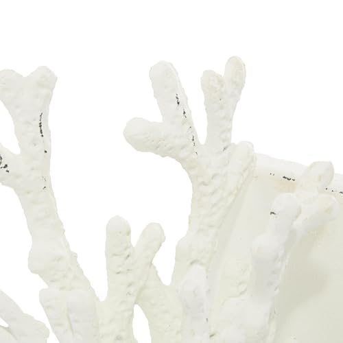 Deco 79 Metal Coral Decorative Bookends Non Skid Bookends, Set of 2 Office Bookends5"W, 7"H, White