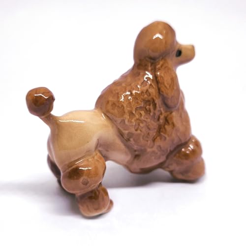 Handmade Ceramic Brown Poodle Figurine, Shelf Decor