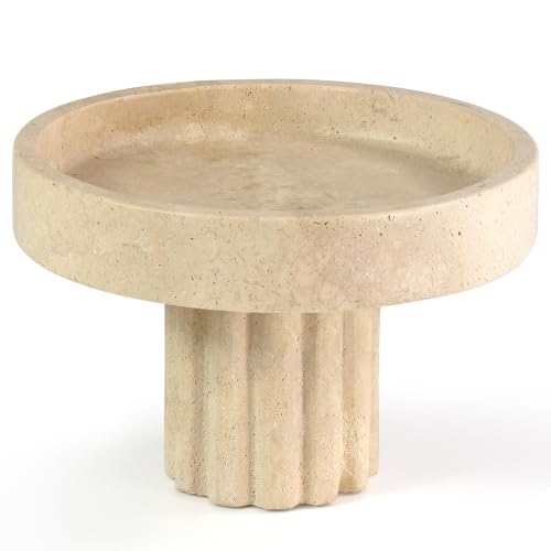 YMXYJM,Travertine Decorative Tray,Marble Tray with Legs,Beige - color: Beige Travertine