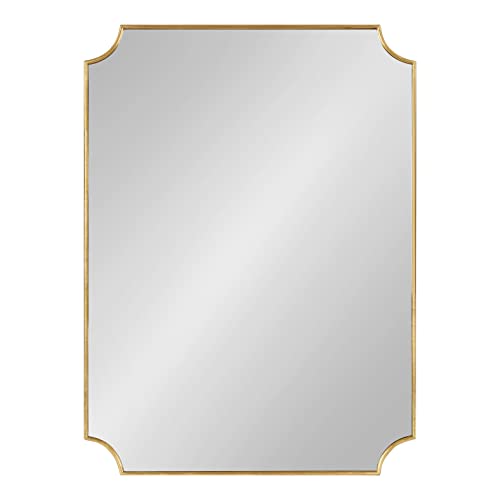 Kate and Laurel Healey Glam Scalloped Wall Mirror, 22 x 30, Gold, Minimal Scallop Mirror for Classic Traditional Wall Decor