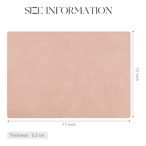 MOSAYT Vinyl Faux Leather Placemats, Set of 6, Pink - color: Pink