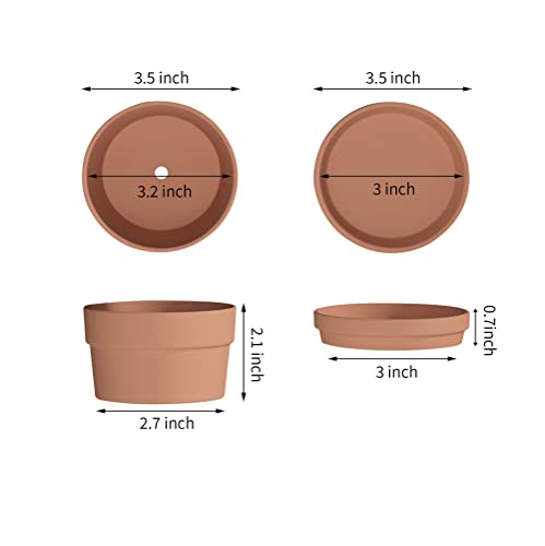Fcacti 3.5 Inch Terracotta Shallow Succulent Pot - 12 Pack Small Terra Cotta Clay Pots with Saucer, Cacuts Terra-Cotta Indoor and Outdoor Planters with Drainage Hole - size: 3.5 inches
