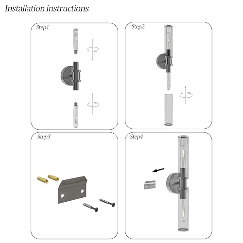 Battery Operated Wall Sconces Set of 2 with Remote Control, Gold, 8000mAh - color: Gold(Clear Tubular Lampshade)