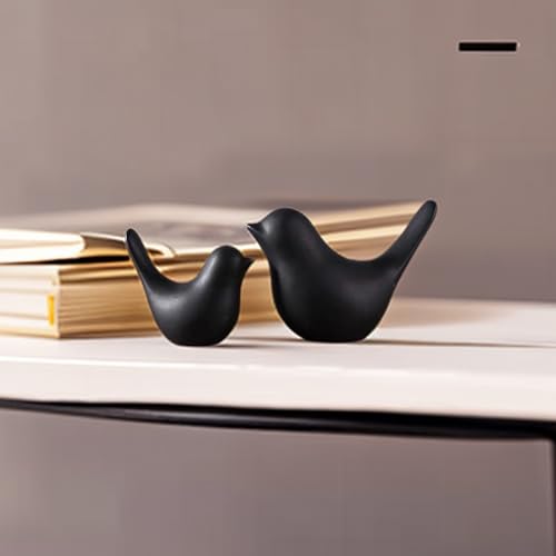 Small Animal Statues, Black Bird Figurines Home Decor, Modern Home Decorative, Ceramic Decor for Office Desktop, Bookshelf, Bedroom, Living Room, Cabinets, Coffee Table(Black 2 Pcs) - color: Black