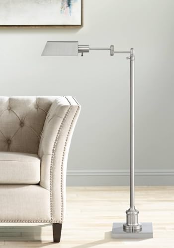 Jenson Brushed Nickel Adjustable Swing Arm Pharmacy 54" Tall Floor Lamp - color: Silver Brushed Nickel