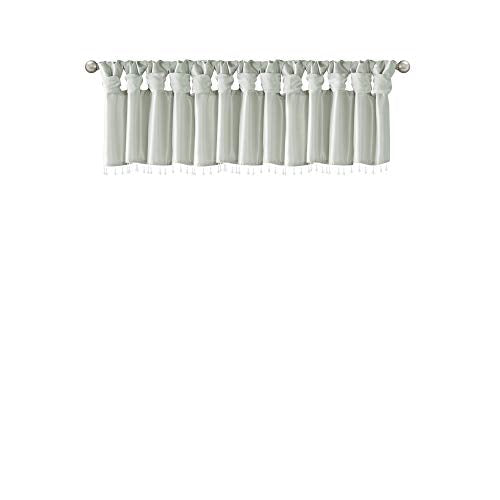 MADISON PARK Emilia Faux Silk Valances for Windows with Beads , Elegant Window Valance , 50" W X 26" L , Dust Aqua - color: Dusty Aqua, size: 50"W x 26"L (Pack of 1), style: Valance