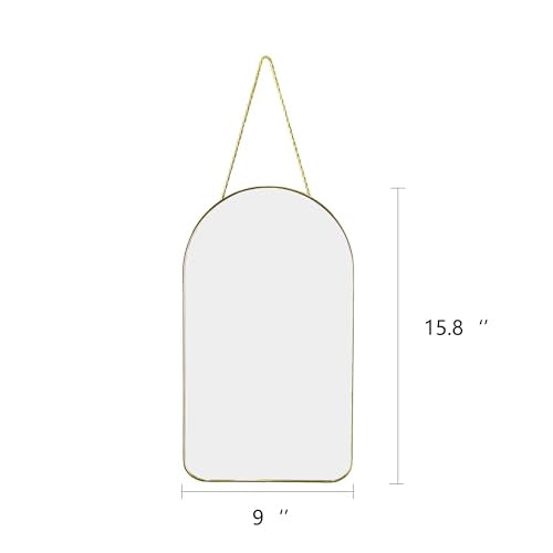 Funerom Small Decorative Arched Wall Mirror with Gold Frame, 15.8 x 9 inch