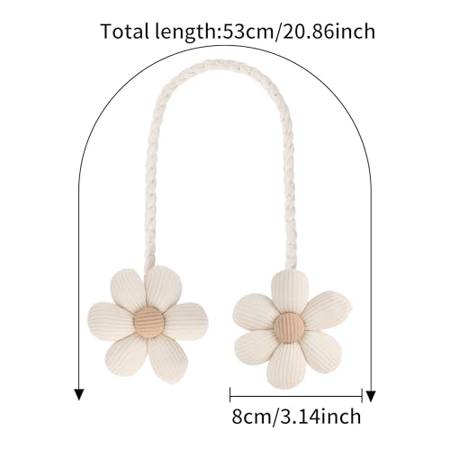 Meplait 2 Pack Flower Curtain Tiebacks, Boho Tie Backs for Curtains, Beige - color: B Flower-beige