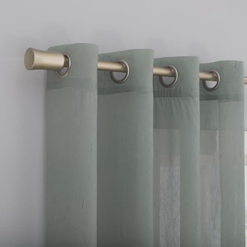 No. 918 Erica Crushed Sheer Voile Grommet Curtain Panel - color: Mineral Blue, size: 51"W x 63"L (Pack of 1)
