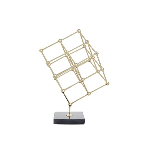 Deco 79 Marble Geometric Sculpture with Black Base, 9" x 9" x 12", Gold - color: Gold