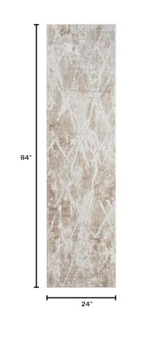 2x7 Beige Modern Geometric Area Rug for Living Room, Bedroom - color: 1003 - Beige, size: 2' x 7' (Rectangular)