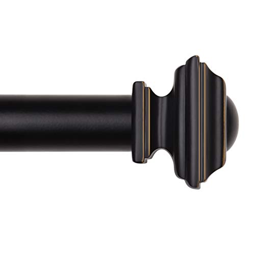 KAMANINA Square Finials for Curtain Rods 1 and 7/8 Inch, Set of 2, Black - color: Black