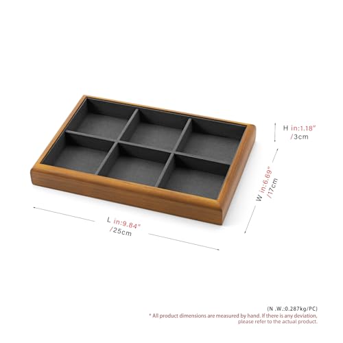 Oirlv Wood Jewelry Tray 6-Compartment Dark Grey - color: Grey, size: 6 grid