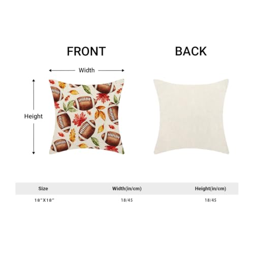 Fall Decor Pillow Covers 18x18 Set of 2 Brown Football Leaves Decorative Throw Pillow Covers Outdoor Autumn Thanksgiving Decoration Colorful Leaf Pillowcase Farmhouse Cushion Case for Home Sofa - color: Football Leaves-3, size: 18" x 18" (Pack of 2)