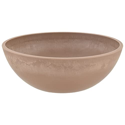 PSW Pot Collection M30TP 12-inch Plastic/Stone/Wood Composite Low Bowl Planter- No Drainage Hole (Drillable), Shallow Indoor/Outer Pot for Succulents, Bonsai, Fairy Gardens, Herbs, Taupe (Pack of 12) - color: Taupe, size: 12 Inch (Pack of 12)