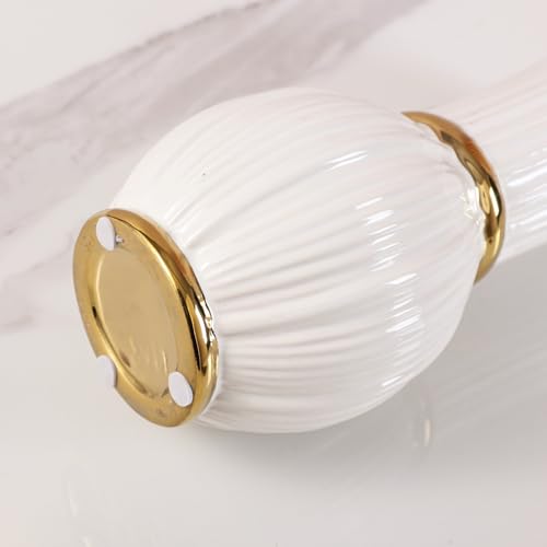 White and Gold Ceramic Bud Vase 7 Inch Small for Desk Decor - size: Small