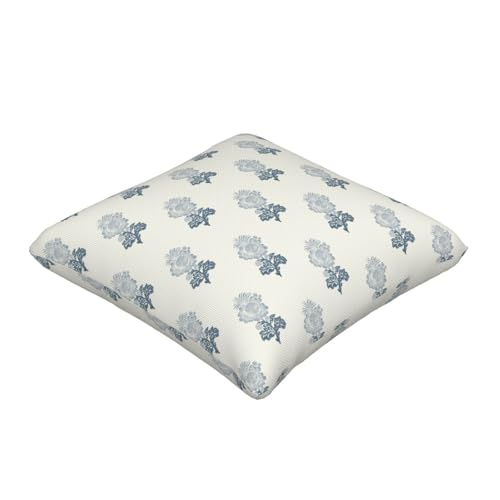 Navy Blue Block Print Pillow Covers 18X18 Inch Set of 2, Boho Vintage Floral Throw Pillows Farmhouse Spring Summer Flower Outdoor Decorative Cushion Case for Home Sofa Couch Bed - color: Navy Blue Block Print, size: 18" x 18" (Pack of 2)