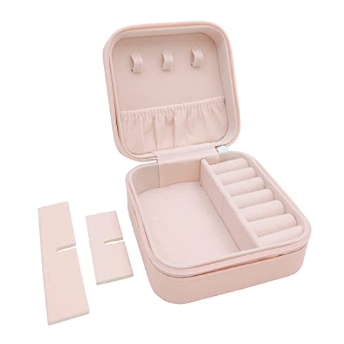 TRODANCE Mini Jewelry Travel Case, Small Portable Jewellry Organizer Box Portable Display Storage Box for Rings Earrings Necklaces, Gifts for Girl, Women, Wedding, Birthday, Mom, Mother's Day (Pink) - color: 1 pack - Pink