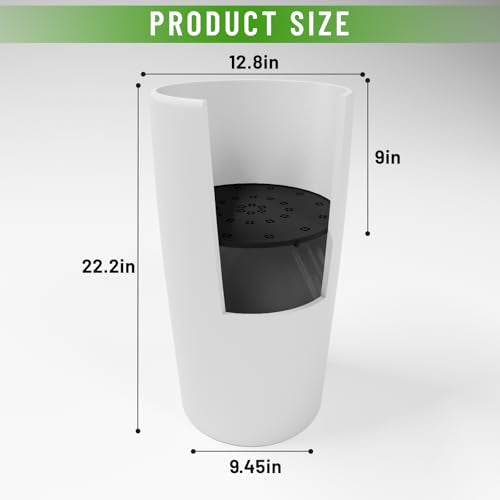 SnugNiture Set of 2 Round Tall Planters 22 Inch, Large Planter for Indoor Outdoor Plants, Modern Flower Pot Containers Large Decorative Tree Planter, White - color: White