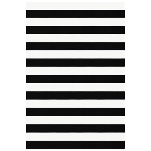 KOZYFLY Black and White Outdoor Rug 4x6 Ft Washable - color: Black and White, size: 4' x 6' (Rectangular)