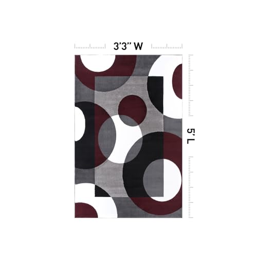 Rugshop Circles Modern Geometric Non-Shedding Area Rug Burgundy 3'3" x 5' - size: 3'3" x 5'3" (Rectangular)