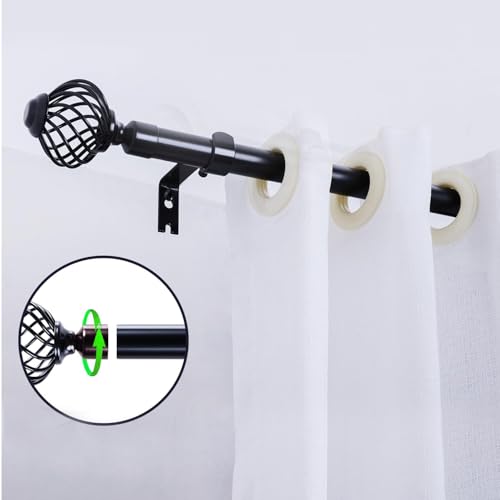 2PCS Curtain Rod End Plugs, Black Metal, Glossy Electroplated Finish, Fits Up to 28mm Rods, Easy to Install