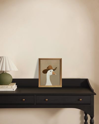 KBKBART Gold Framed Wall Art, Silly Cowboy Goose Canvas Print 8x10inch - color: Cowboy Goose, size: 10"L x 8"W
