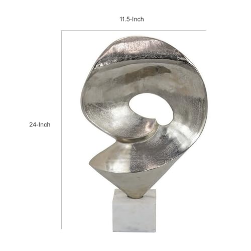 Benjara 24" Tabletop Home Decor Piece- Modern Art Sculpture- Chrome Metal