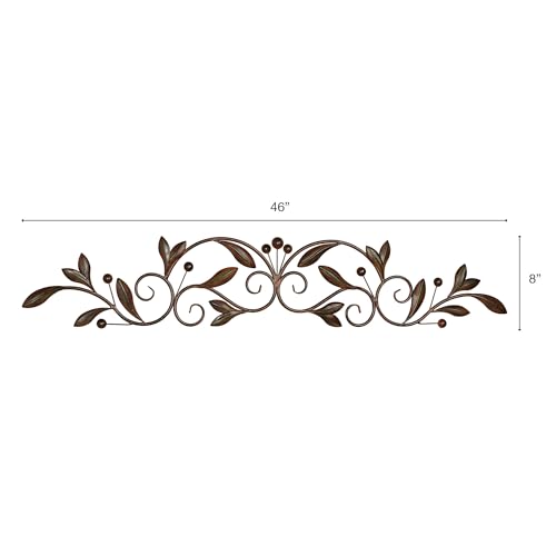 Touch of Class Catalonia Olive Metal Wall Art Topper, Large, Brown - color: Brown, size: 8"L x 46"W