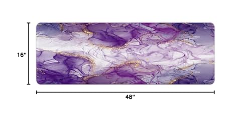 Purple Bath Mat, Marble Texture Abstract Bathroom Rugs No Silp, Purple Gold Colorful Romantic Abstract Bathroom Kitchen Door Mat, Soft Modern Luxury Elegant Art Decor 16X48IN - color: Purple, size: 1'4" x 4' (Rectangular)
