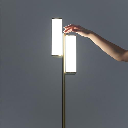 Brightech Gemini Dimmable Floor Lamp with Two Lights - Modern Tall Tree Lamp for Bedroom, Office, Living Room - Gold/Brass - color: Brass